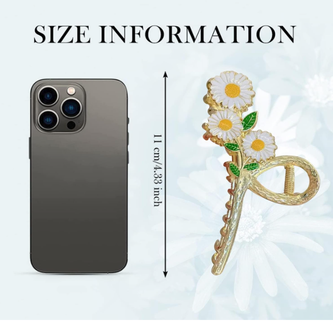 Daisy Bloom Hair Claw Clip Golden Daisy Flower Hair Claw Clip – Stylish Floral Hair Accessory for Women & Girls