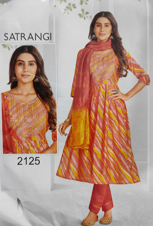 Satrangi Elegant Traditional Dress Featuring Vibrant Patterns