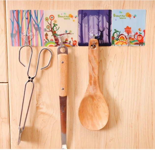 Decorative Waterproof Wall Hooks – Self-Adhesive Square (Pack of 10) (Design and Color As per Stock)