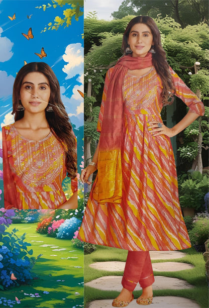 Satrangi Elegant Traditional Dress Featuring Vibrant Patterns
