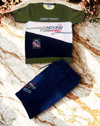 Boys T-Shirt with Denim Shorts / Boys Summer T-Shirt & Shorts Set