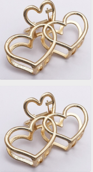 Gold Heart Shape Hair Claw Clip