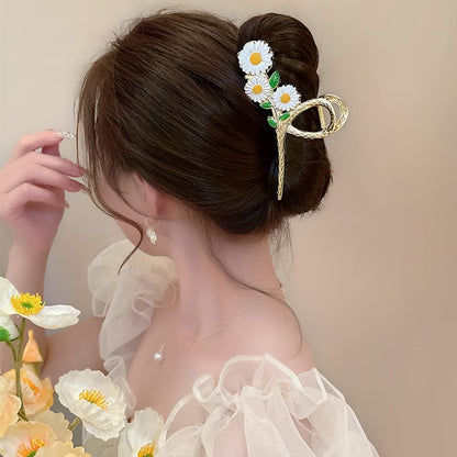 Daisy Bloom Hair Claw Clip  Golden Daisy Flower Hair Claw Clip – Stylish Floral Hair Accessory for Women & Girls