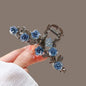 Elegant Floral Vine Hair Accessory with Blue Roses Elegant Blue Rose Hair Clutch Clip for Women & Girls | Floral Design with Crystal Accents | Durable Metal Hair Accessory | Stylish Party & Daily Looks | Trendy