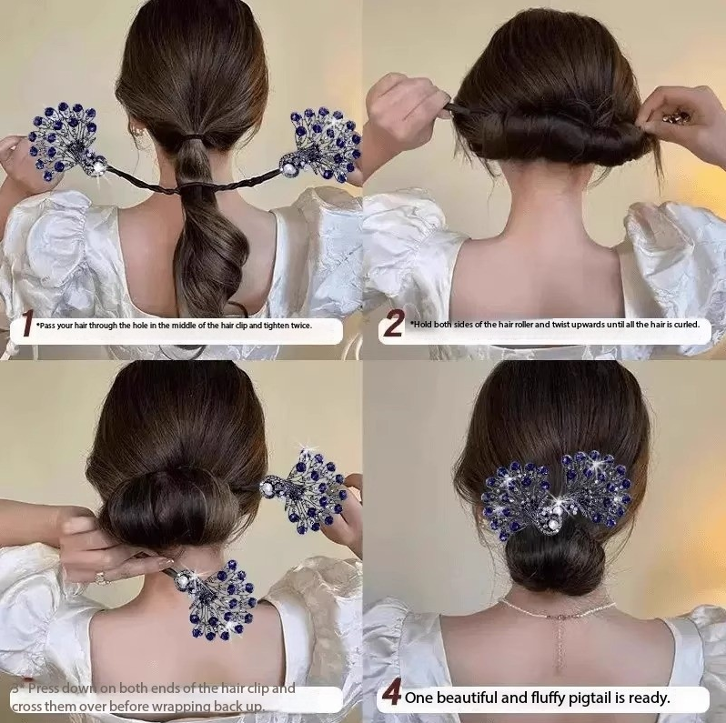 Luxury Peacock Hair Tie with Crystals