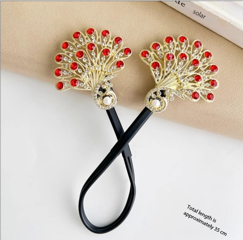 Luxury Peacock Hair Tie with Crystals
