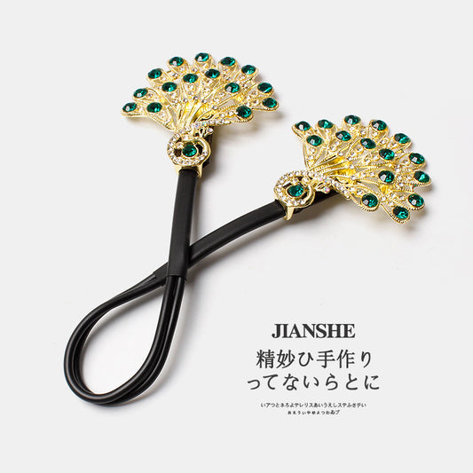 Luxury Peacock Hair Tie with Crystals