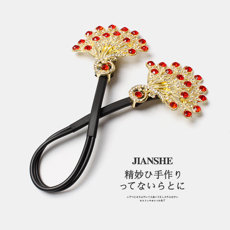 Luxury Peacock Hair Tie with Crystals
