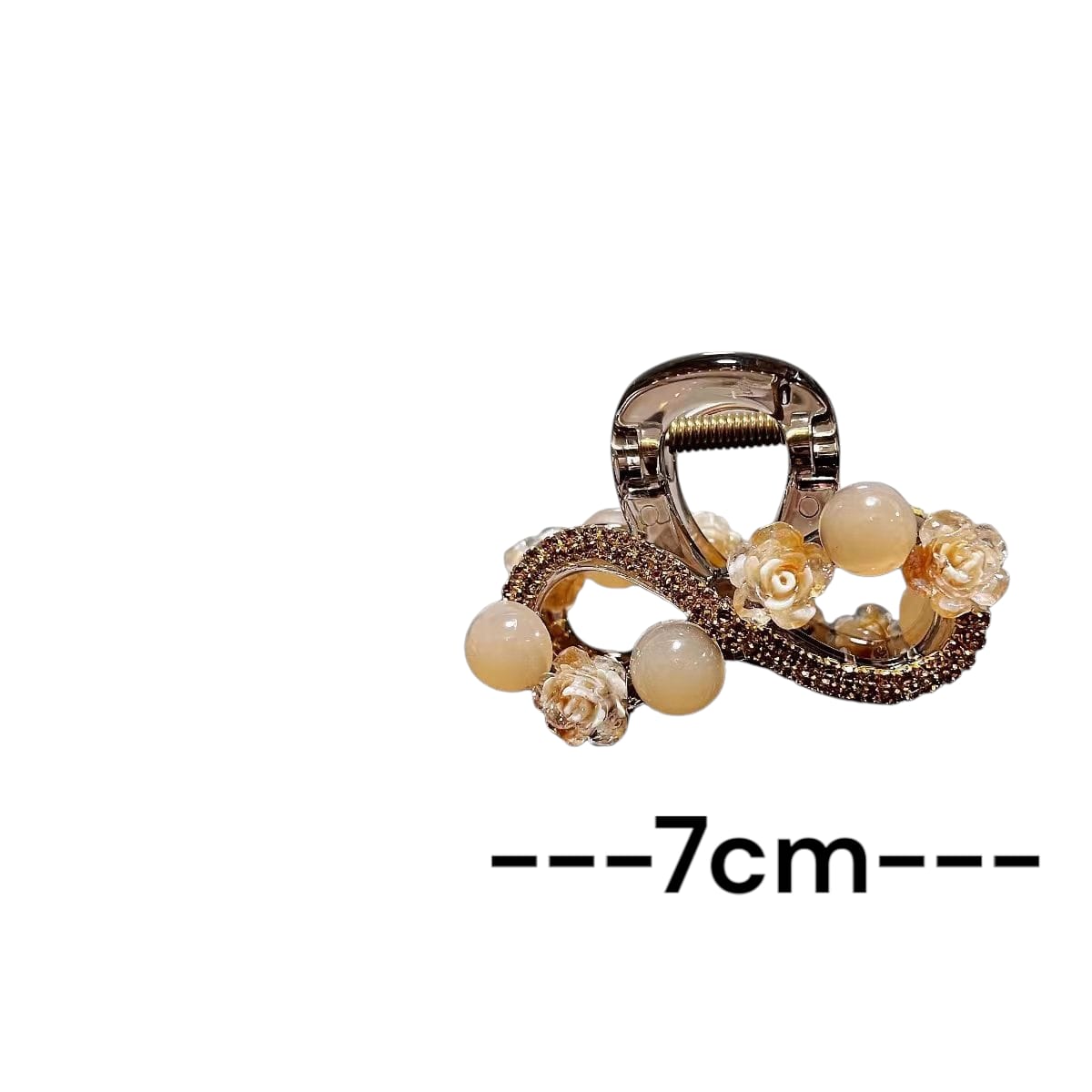 Embellished Pearl and Floral Hair Claw - Red Accents Elegant Pearl and Crystal Hair Claw Glamorous Gold and Pearl Rhinestone Hair Claw