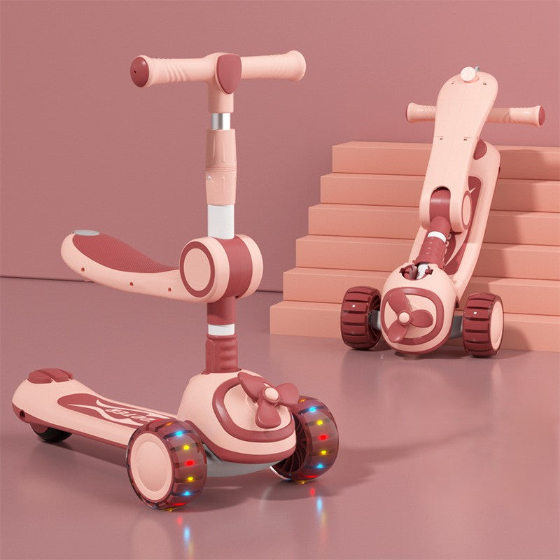 Smart Glide 3-in-1 Kids Scooter with Light, Music, Fan & Seat
