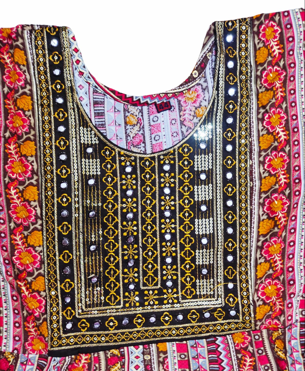 Elegant Multicolor Embroidered Kurti with Matching Pants and Dupatta