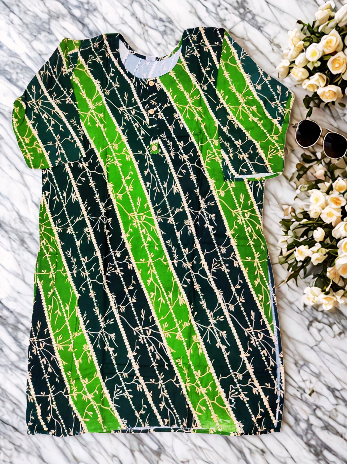 Women’s / Ladies Printed Kurtis – with Button Design